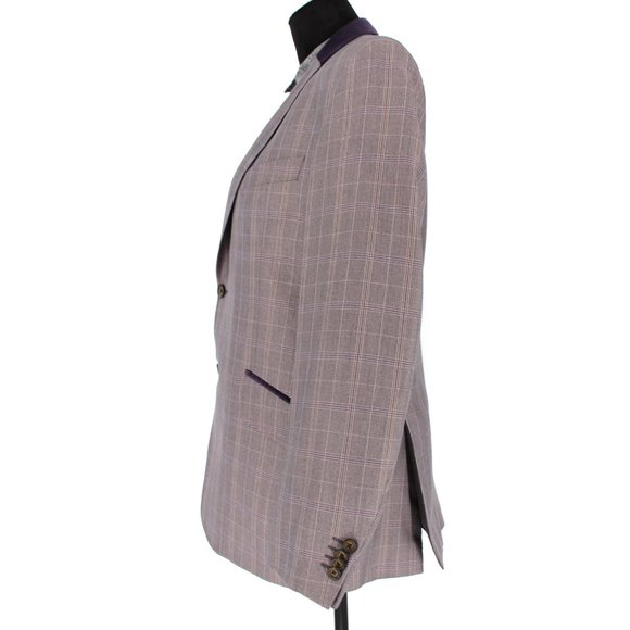 Ted Baker Silk/Wool Purple Check Blazer 40R Italy - Picture 3 of 6